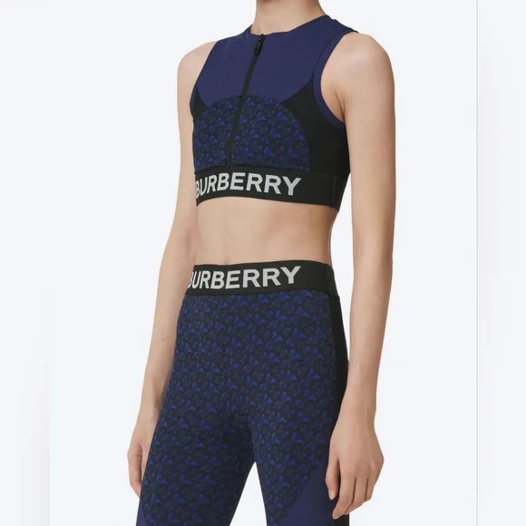 Burberry Navy and Black Logo Crop Top - Picture 2 of 4